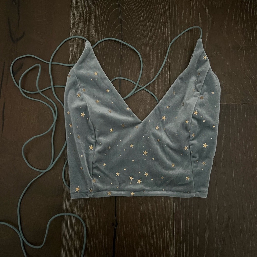 Star Tank Top. Size S. Ties in the back like a shoe lace. (not pictured)
